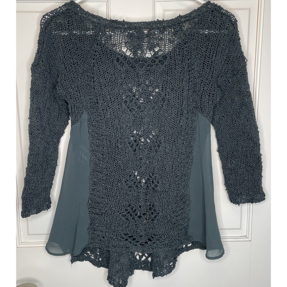 Anthropologie Knitted & Knotted Women's Open Knit Sweater Sz S/M Boho Fisherman - Picture 5 of 16